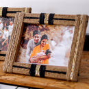 Cotton & Jute Photo Frame | Black-Gold & Brown | 25 cm