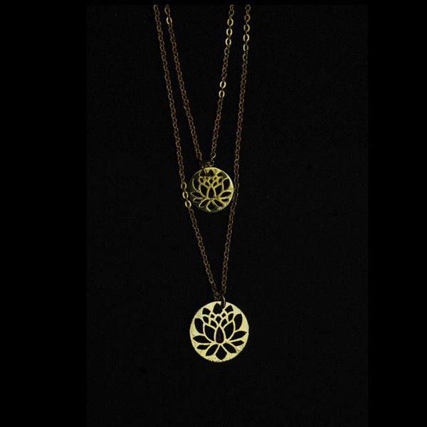 Brass Layered Necklace for Women | Lotus Design | Gold Plated