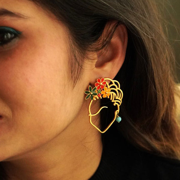 Dangler Earrings | Floral Design | Gold Plated