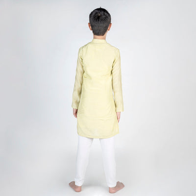 Boys Kurta Pajama | Cotton Muslin | Embroidered | Green