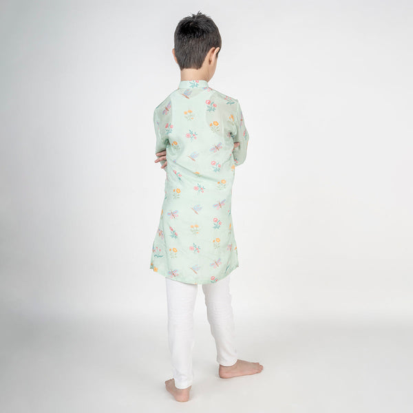 Kurta Pajama for Boys | Cotton Muslin | Embroidered | Green