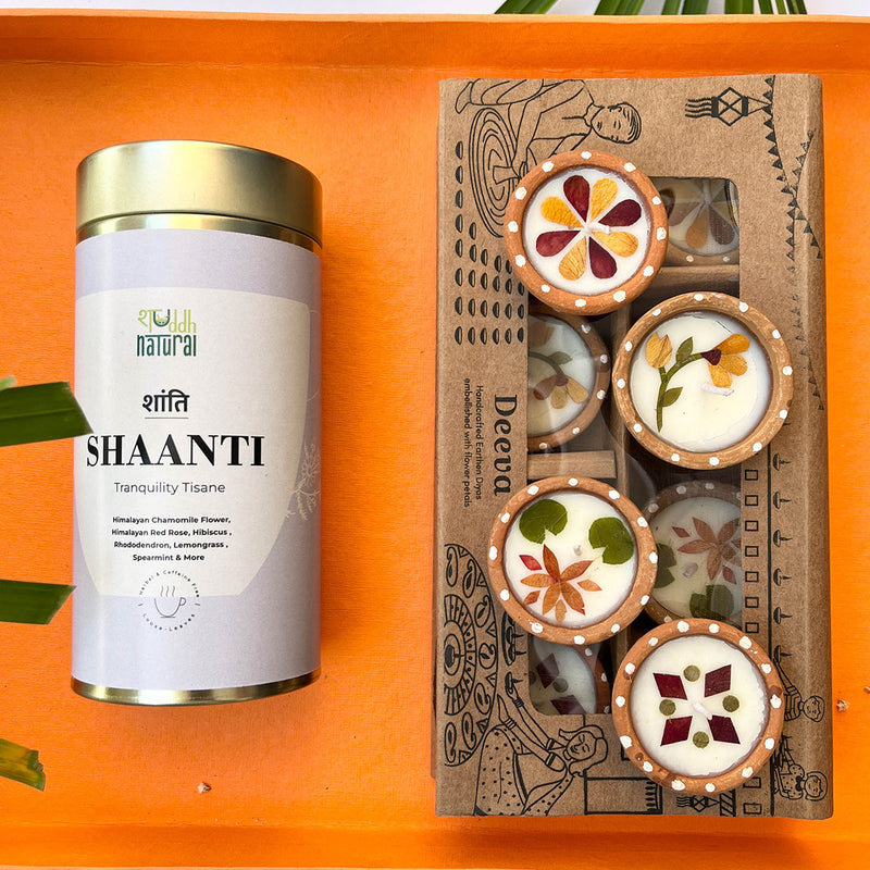 Festive Gift Box | Tisane Tea | Soy Wax Diyas | Set of 9