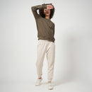 Sweatshirt & Joggers Pants for Women | Organic Cotton | Olive & Oatmeal