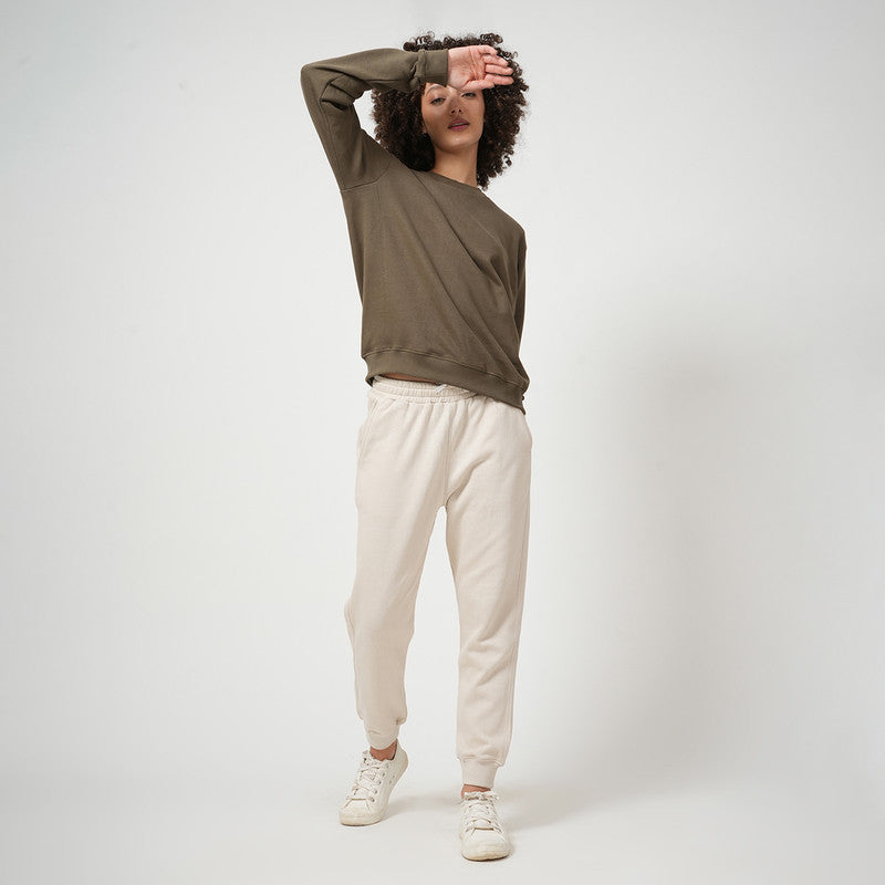 Sweatshirt & Joggers Pants for Women | Organic Cotton | Olive & Oatmeal