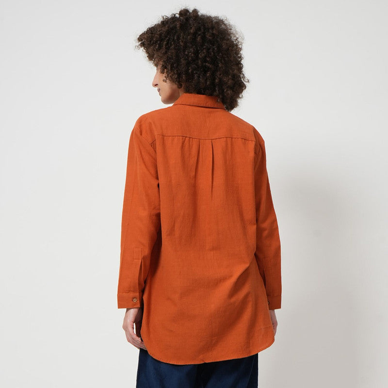 Cotton Shirt for Women | Drop Shoulder | Orange