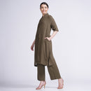 3 Piece Co-Ord Set for Women | Linen & Tencel | Olive