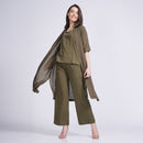 3 Piece Co-Ord Set for Women | Linen & Tencel | Olive