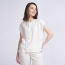 Linen Top for Women | Cap Sleeves | Cream