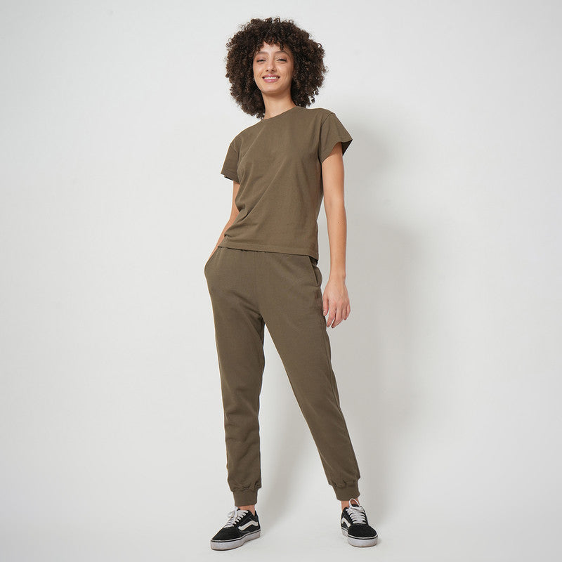 Organic Cotton Joggers Set for Women | Olive | Set of 3
