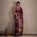 Handblock Printed Saree with Blouse Piece | Wine | Bagru Print