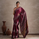 Handblock Printed Saree with Blouse Piece | Wine | Bagru Print