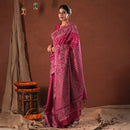 Chanderi Printed Saree with Blouse Piece | Pink