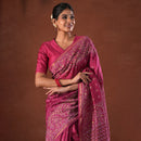 Chanderi Printed Saree with Blouse Piece | Pink