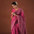 Chanderi Printed Saree with Blouse Piece | Pink