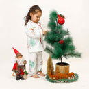 Bamboo Muslin Night Suit For Kids | Chrismas Theme Print | White