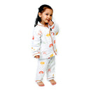 Bamboo Muslin Night Suit For Kids | Full Sleeves | White