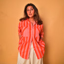 Cotton Shirt for Women | Striped | Peach & Orange