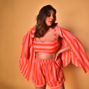 Cotton Bralette Top for Women | Striped | Peach & Orange