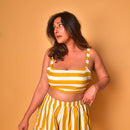Cotton Short for Women | Striped | Yellow & White