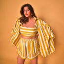 Cotton Co-Ord Set for Women | Shirt & Shorts | Yellow & White