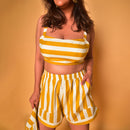 Cotton Bralette Top for Women | Striped | Yellow & White