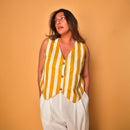 Cotton Vest Top for Women | Striped | Yellow & White