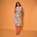 Cotton Trench Dress for Women | Floral Print | White