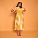 Cotton Shirt Dress for Women | Striped | Yellow & White