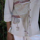 Cotton Cambric Shirt For Men | Hand-Painted | Light Grey