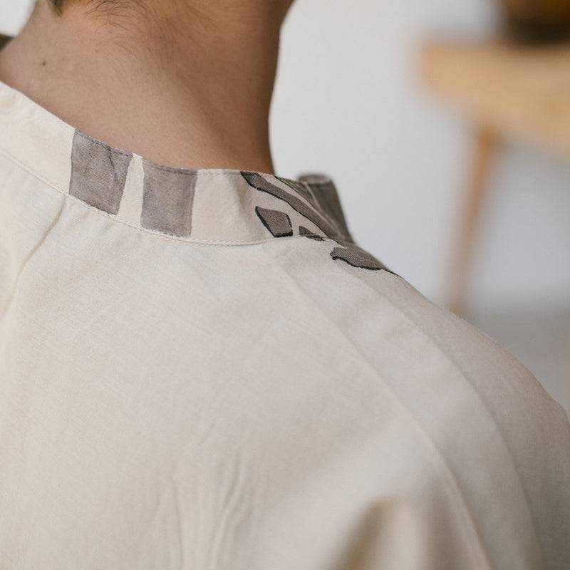 Cotton Shirt For Women | Beige | Hand-Painted