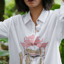 Cotton Shirt For Women | White | Hand-Painted