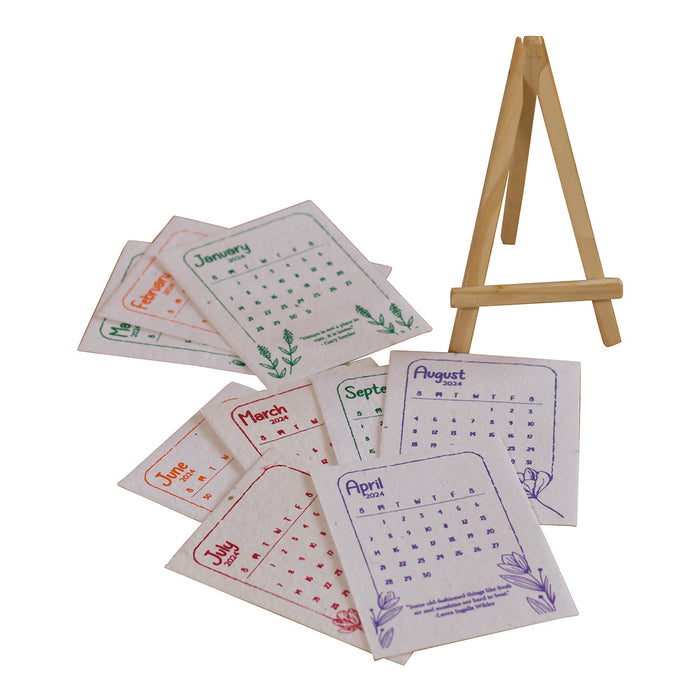 Plantable Calendar with Wooden Stand | Recycled Paper | Seed Paper | Multicolour