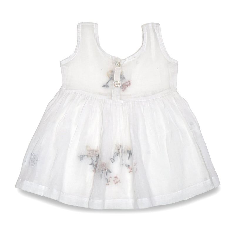 Baby Girl White Dress | Mulmul Cotton | Hen Design