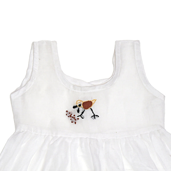 Baby Girl White Dress | Mulmul Cotton | Hen Design