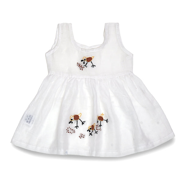 Baby Girl White Dress | Mulmul Cotton | Hen Design