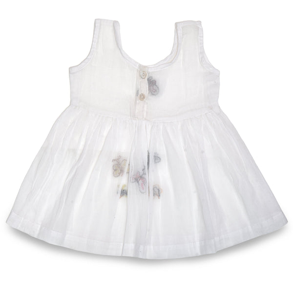 Baby Girl White Dress | Mulmul Cotton | Butterfly Design