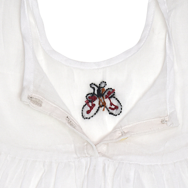 Baby Girl White Dress | Mulmul Cotton | Butterfly Design