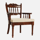 Sheesham Wood Chair | Beige & Brown | Walnut Finish | 61 cm