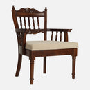 Sheesham Wood Chair | Beige & Brown | Walnut Finish | 61 cm