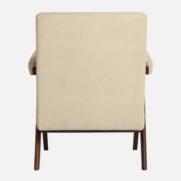 Sheesham Wood Chair | Beige & Brown | Walnut Finish | 74 cm