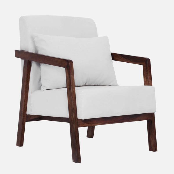 Sheesham Wood Chair | Beige & Brown | Walnut Finish | 61 cm