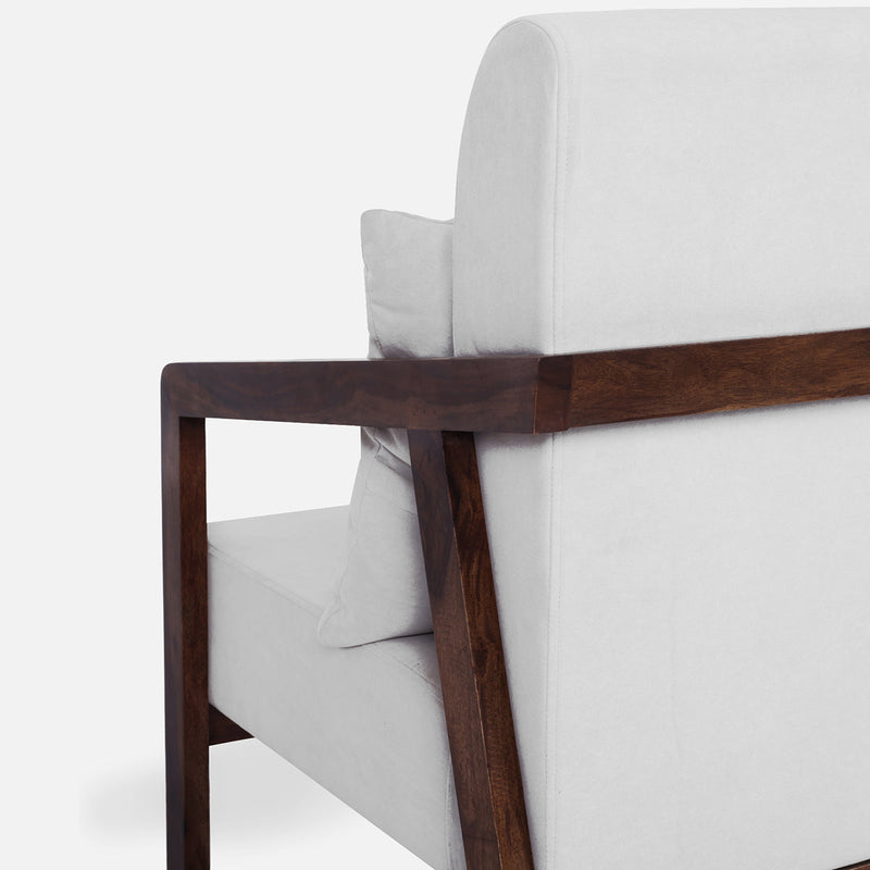 Sheesham Wood Chair | Beige & Brown | Walnut Finish | 61 cm