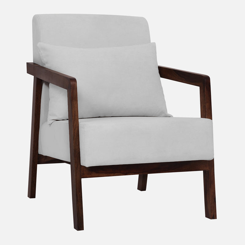 Sheesham Wood Chair | Beige & Brown | Walnut Finish | 61 cm