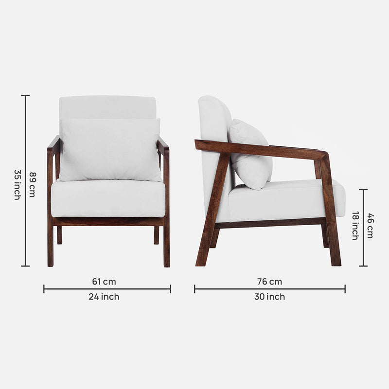 Sheesham Wood Chair | Beige & Brown | Walnut Finish | 61 cm