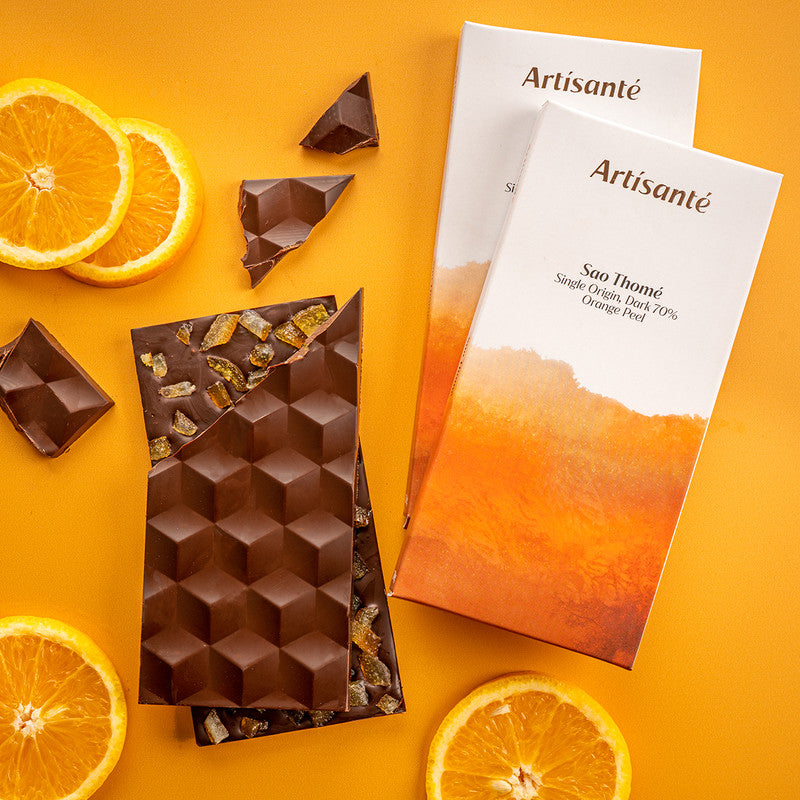 70% Dark Chocolate Bar | Orange Peel | Single Origin | Sao Thome | 70 g