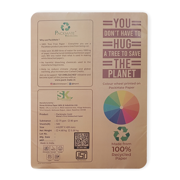 Silvercote Unbleached Copier | 100% Recycled Paper | A3 Size, 1 Ream | 500 Sheets