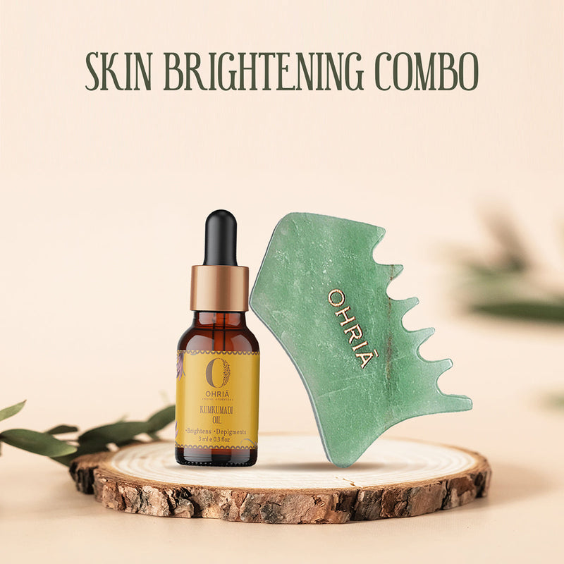 Kumkumadi Oil with Massage Tool | Skin Brightening Combo | Set of 2