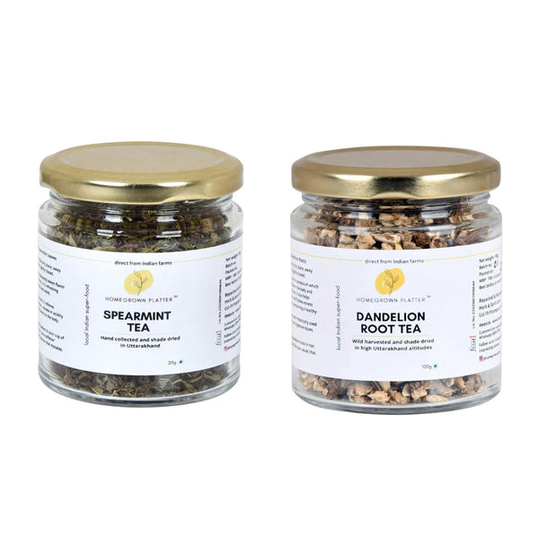 Flower Tea Combo Set | Spearmint Tea | Dandelion Root Tea | Set of 2