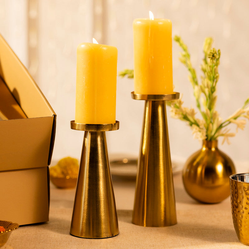 Cone Candle Holder Set | Gold | Set Of 2