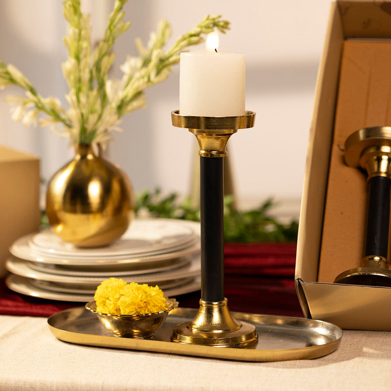 Candle Holders Set | Black & Gold | Set Of 3